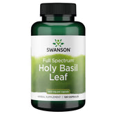 Swanson Holy Basil Leaf bottle with capsules for daily stress support