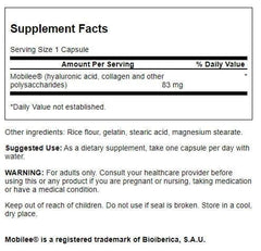 Swanson Hyal-Joint bottle back with ingredients and directions