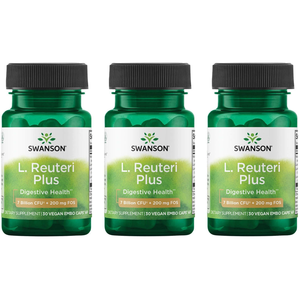 Swanson L. Reuteri Probiotic Plus bottle front view for daily gut support.