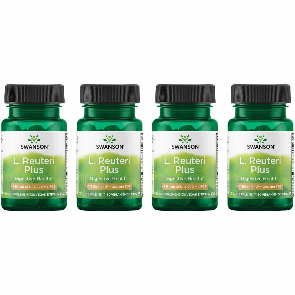 Swanson L. Reuteri Probiotic Plus bottle label shows 7B CFU per capsule for gut support.