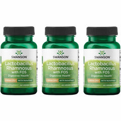 Swanson Lactobacillus Rhamnosus with FOS bottle highlighting 5B CFU for digestive balance.