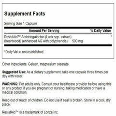 Swanson Larch Arabinogalactan bottle label showing plant-based full-spectrum formula