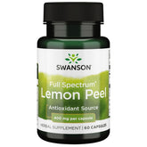Swanson Full Spectrum Lemon Peel bottle with 400 mg capsules illustrating antioxidant-ready formula