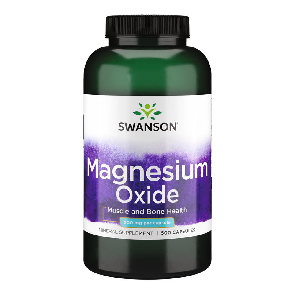 Swanson Magnesium bottle front showing bone and muscle health focus