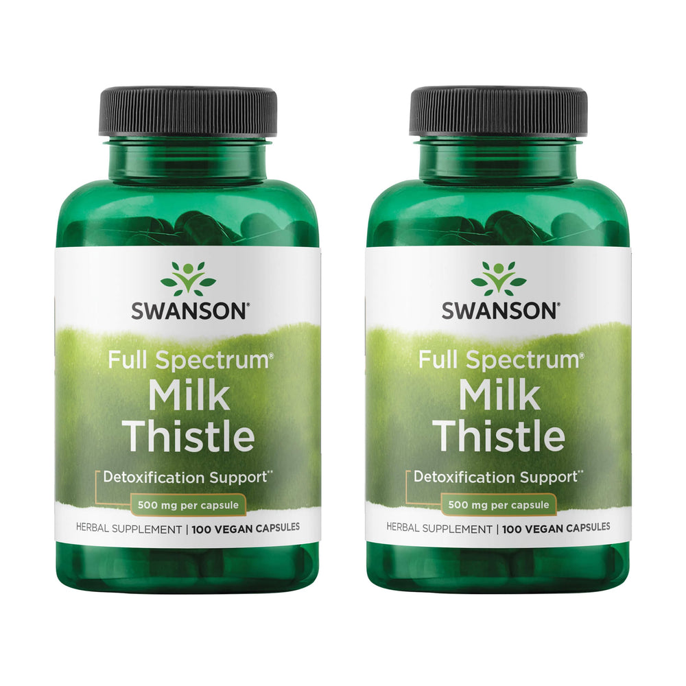 Swanson Milk Thistle bottle front shows sleek label and easy-to-read dosage for daily liver support.