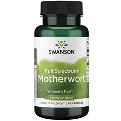 Swanson Motherwort bottle front promoting heart health and digestive wellness.
