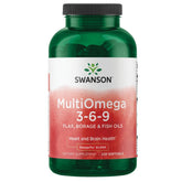 Swanson MultiOmega 3-6-9 softgels bottle highlighting a balanced essential fatty acids blend