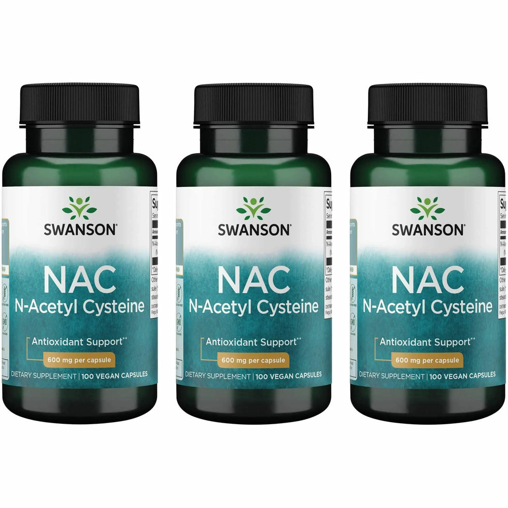 Swanson NAC 600 mg bottle front view highlighting daily antioxidant support.