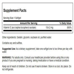 Swanson Vitamin E capsules close-up highlighting soft-gel texture and potency.