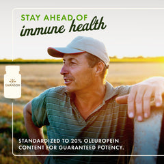 Swanson olive-leaf extract label shows 20% oleuropein potency for consistency.
