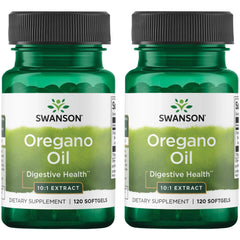 Swanson Oregano Oil 10:1 extract bottle close-up highlighting digestion support