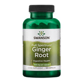 Swanson Premium Brand Ginger Root 540 mg bottle on a table, supporting digestion