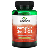 Swanson pumpkin seed oil bottle front shows 1000 mg softgels for daily wellness.