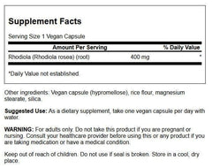 Swanson Rhodiola Rosea Root label close-up highlighting trusted formula for balance