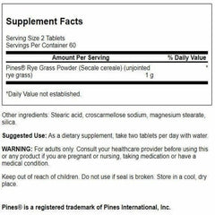 Swanson Rye Grass tablets shown for easy daily use