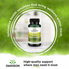 Swanson Saw Palmetto bottle front view for convenient prostate and urinary support.