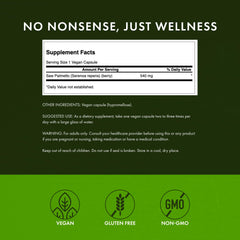 Swanson Saw Palmetto label detail showing natural formula