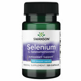Swanson Semsc Selenium 200 mcg bottle with capsules for daily antioxidant support.