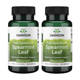 Swanson Spearmint Leaf bottle shows natural digestive support for daily use.