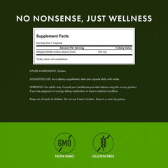 Swanson Stinging Nettle Root bottle with GMP certification seal, highlighting quality and safe daily use.