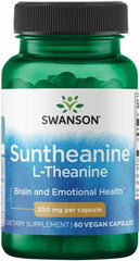 Swanson Suntheanine L-Theanine capsule for balanced calm support.