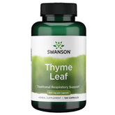 Swanson Thyme Leaf capsules front view suggesting respiratory support potential.