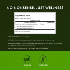 Closeup of Swanson Tocotrienols capsules highlighting delta- and gamma-tocotrienols