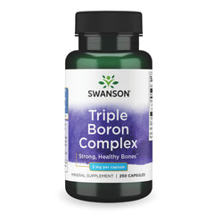 Swanson Triple Boron Complex bottle front, a premium mineral supplement for bone support