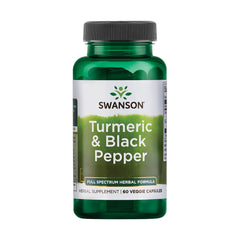 Swanson turmeric black pepper bottle with capsules for enhanced absorption and daily support
