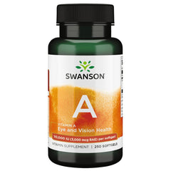 Swanson Vitamin A softgels bottle for easy daily wellness support.
