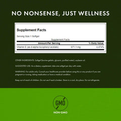 Swanson Vitamin E full-spectrum formula label highlighting plant-based ingredients