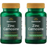 Swanson Zinc Carnosine bottle label highlighting ingredients for digestive support