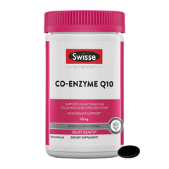 Swisse CoQ10 supplement bottle for daily heart health support.