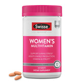 Swisse Daily Multivitamin for Women bottle with tablets, supports energy and immune health.