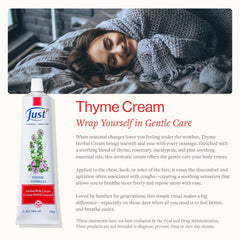 Close-up of Thyme Cream texture ready to soothe tense muscles.