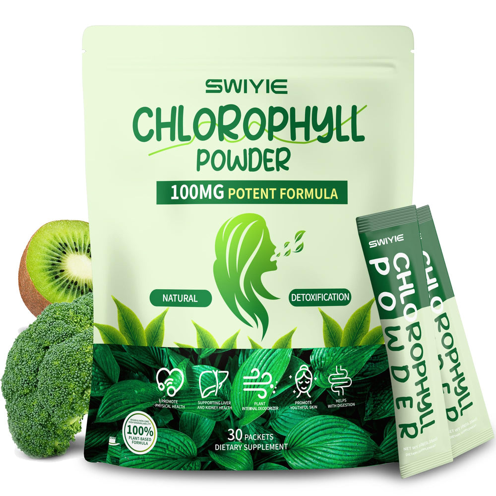 Swiyie chlorophyll powder packets box for daily hydration.