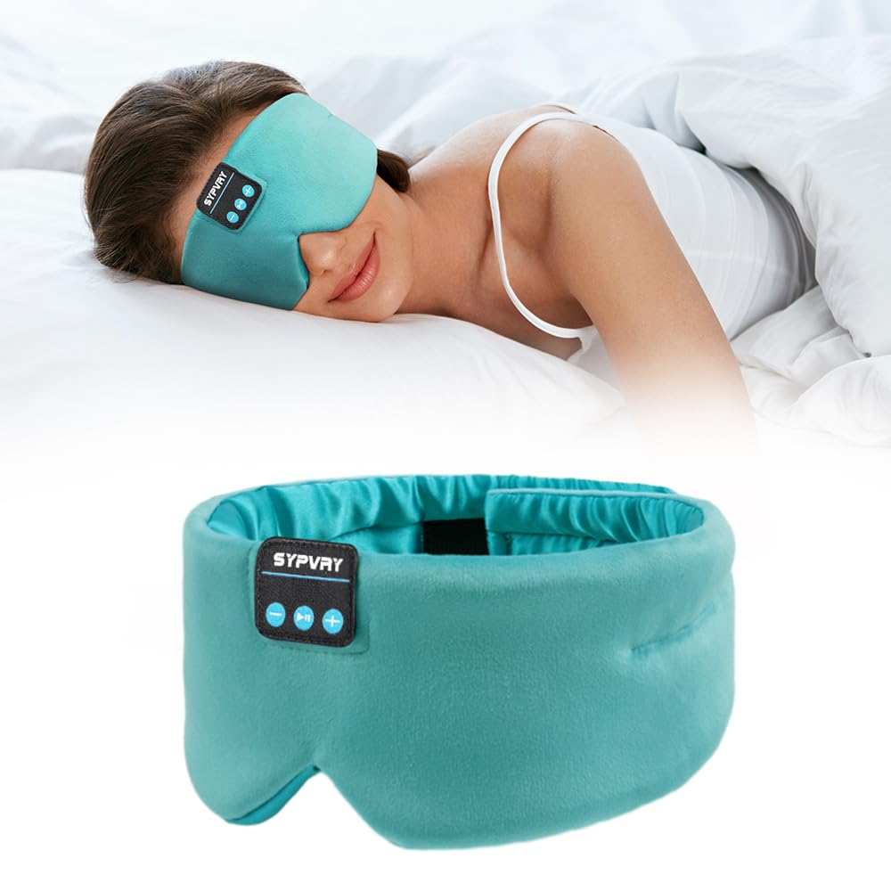 SYPVRY Sleep Mask Bluetooth Headphones Emerald, comfortable all-night listening during bedtime.