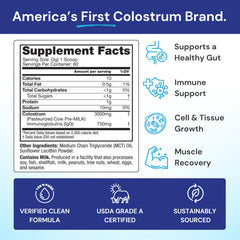 Symbiotics Colostrum Plus scoop shown for easy, accurate dosing at home