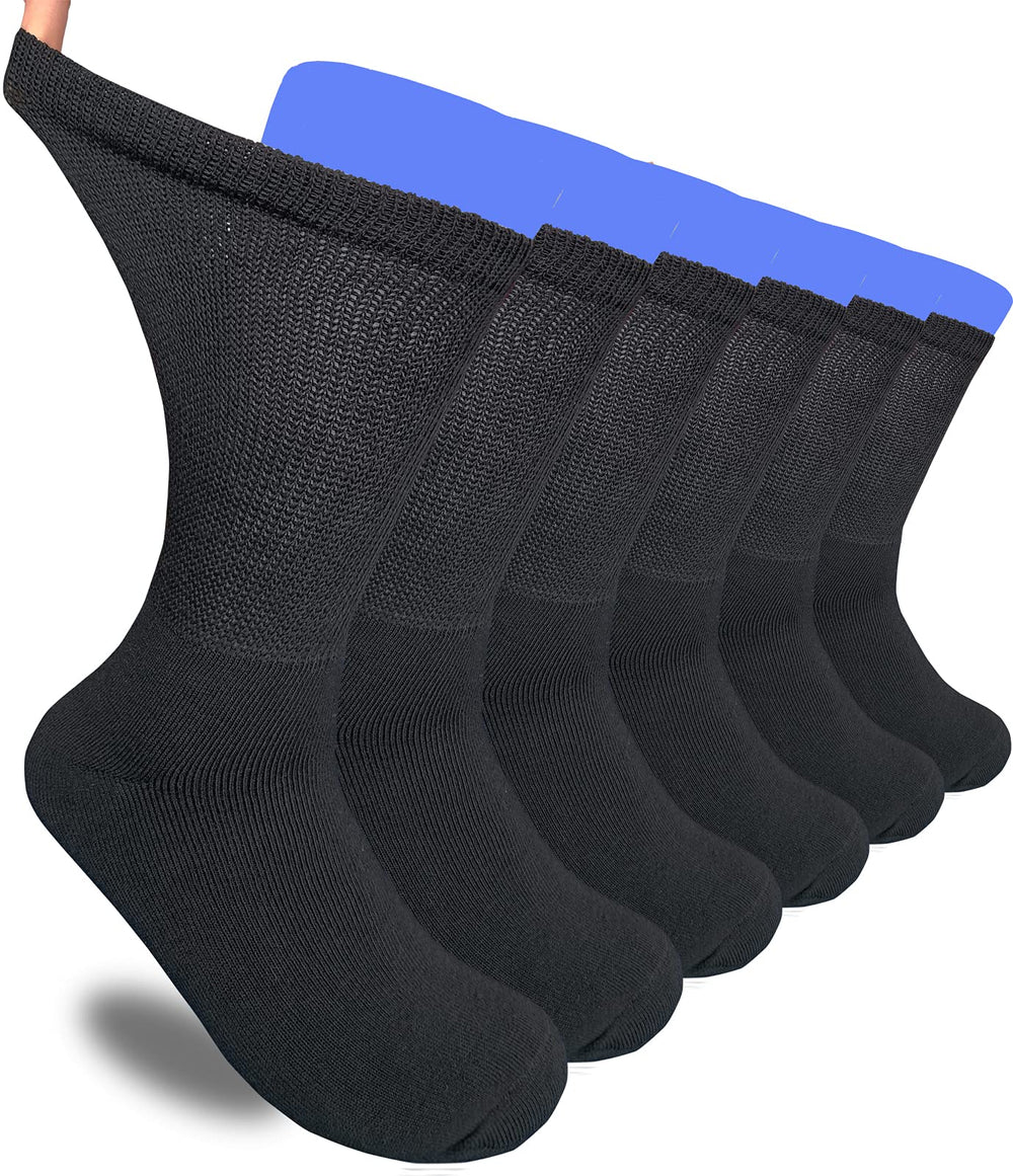 SYOLLAVE diabetic socks with extra width in black for swollen feet comfort