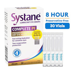 Systane Complete PF unit-dose vials arranged for on-the-go relief