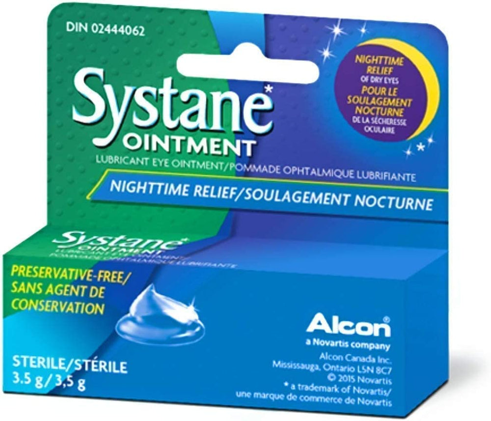 Systane Nightime Eye Ointment bottle for overnight hydration and comfort