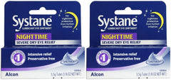 Systane Nighttime Ointment tube in a two-pack for overnight moisture protection