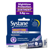 Systane Nighttime ointment tube ready for bedside use forms protective barrier overnight