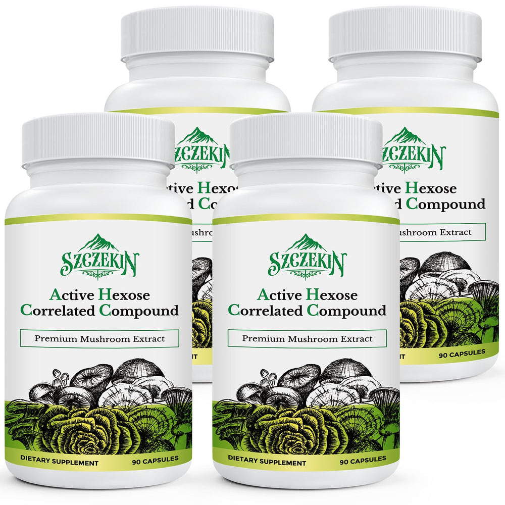 SZCZEKIN AHCC 1500 mg bottle front showing vegan capsules for daily immune support.