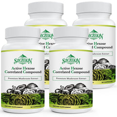 SZCZEKIN AHCC 1500 mg bottle front showing vegan capsules for daily immune support.