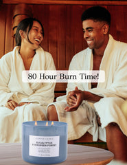 T&H blue glass jar enhances decor with natural forest-inspired charm.