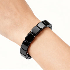 TACBSP stretch hematite bracelet for men, flexible fit