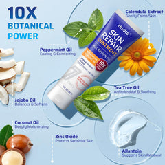 TAGRID Skin Repair Ointment ingredient panel highlights jojoba oil for hydration.