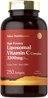 Tahoe Nutritionals Liposomal Vitamin C Complex bottle front for premium packaging and high-potency impression.