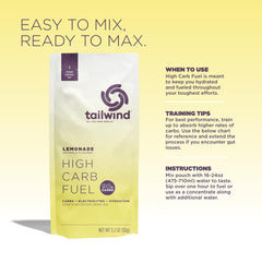 Tailwind Nutrition High Carb Fuel label highlights 90g carbs per serving